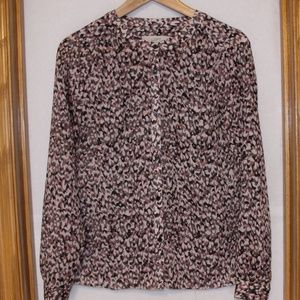 Loft Multicolor Print Button Down Blouse